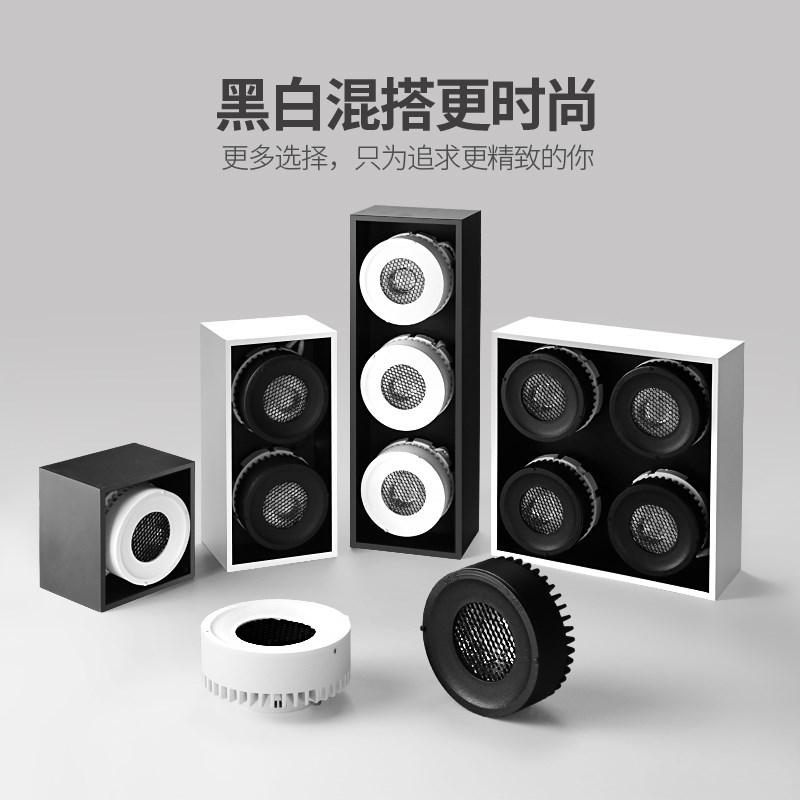 换光源led明装筒灯双头斗胆灯天花射灯长方形盒仔灯无主灯免开孔