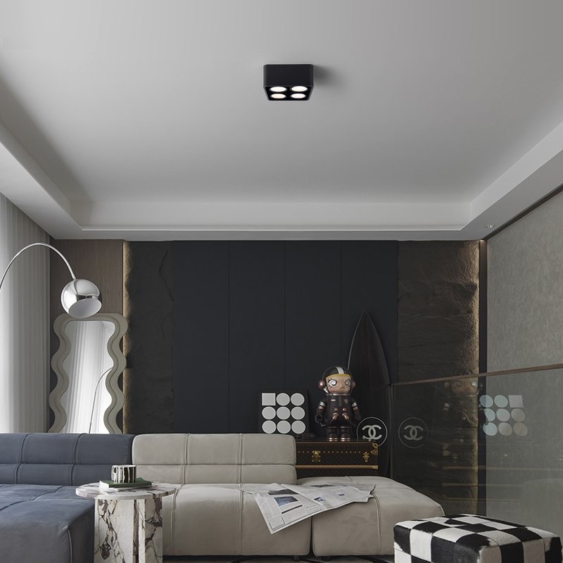 led明装筒灯全光谱方形客厅无灯吸顶斗胆灯gx5合仔燈盒