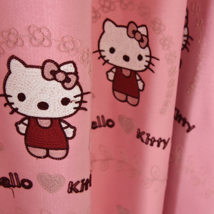 公风女孩粉色绣韩式田园梦幻i猫儿童房卧室窗帘成品定制