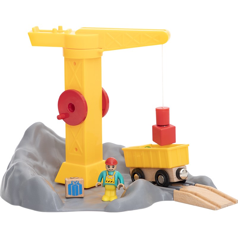 儿童木质轨道大号塔吊磁性工程模拟游戏塔吊重器吊机
