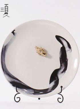 创意陶瓷盘玄关装饰品新客厅会所书房书柜办公室家居饰品