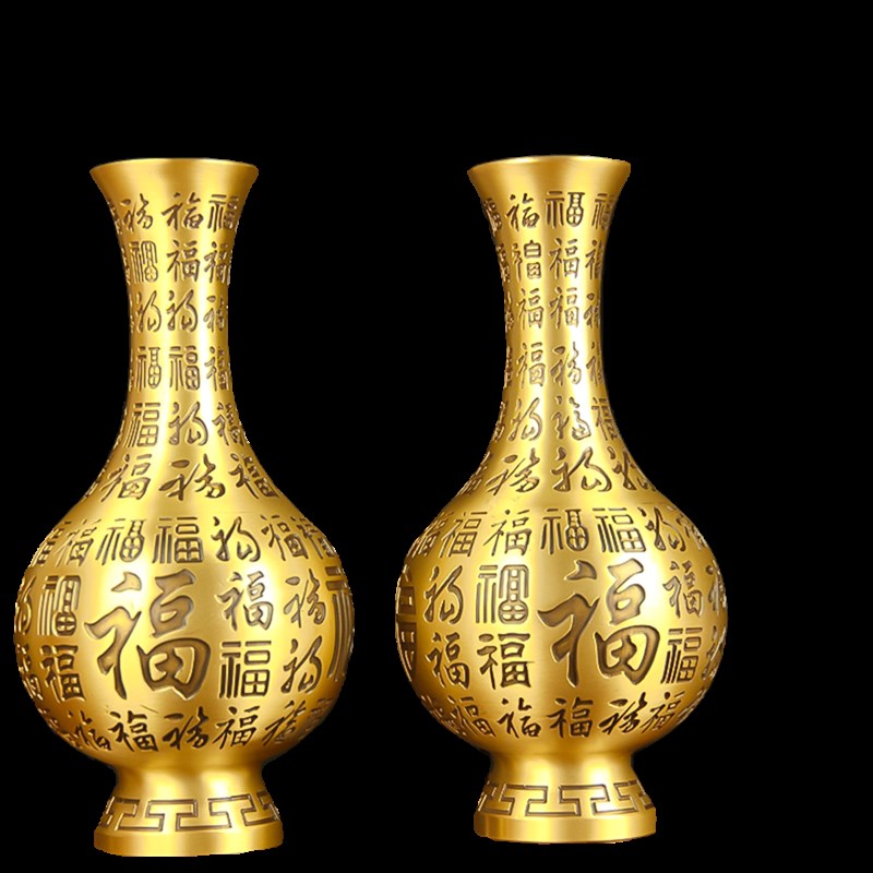 铜百福花瓶摆件 铜龙凤花瓶 铜花瓶摆件 铜松鹤花瓶摆件