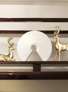 金色麋鹿装创意客厅酒柜装饰品欧式家居书柜样板间摆设礼品