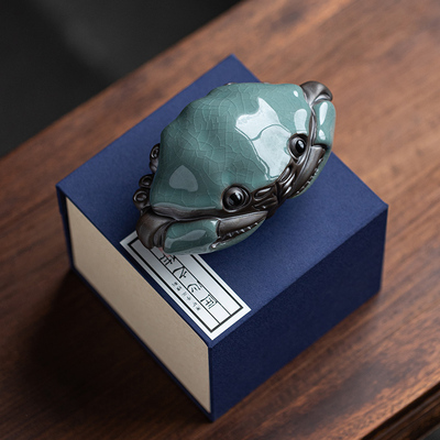 大号螃蟹陶瓷工艺品 钳财横财 家居客厅装饰茶桌摆设礼品