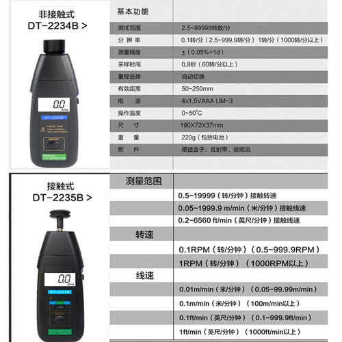 数字转速表非接触光电两用数显转速计测速线速测试仪D