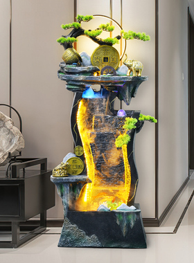流水生财喷泉循环水鱼缸办公室玄关假山景观装饰业落地
