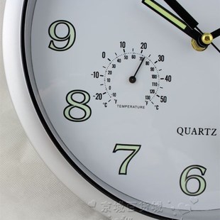 明珠星寸温湿度挂钟夜光挂钟表静音卧室客厅钟表石英