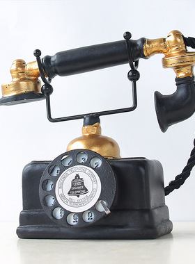 欧式复古树脂电话机 仿古老式电话机家居客厅桌面装饰工艺品