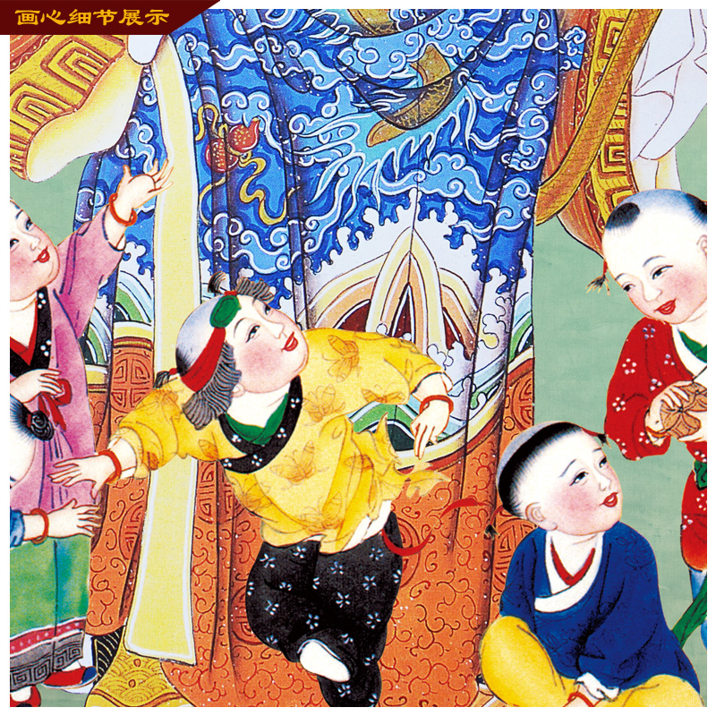张仙送子护子神像 挂画丝绸卷轴画装饰画 供奉结缘吉祥神人物画像