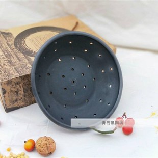 西城汇复古黑陶泥罐盆饭罩子蒸锅蒸盘蒸架蒸格蒸漏盆水果餐盘隔水