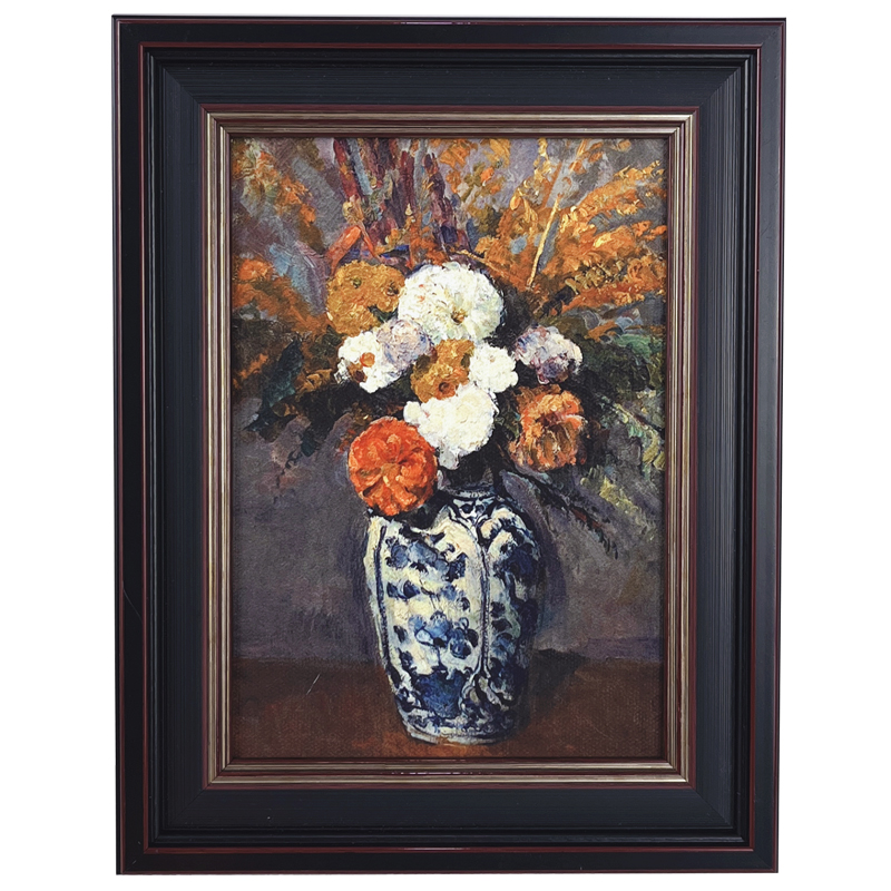 塞尚欧式复古静物花朵油画卧室餐厅客厅背景墙装饰挂画相框摆件