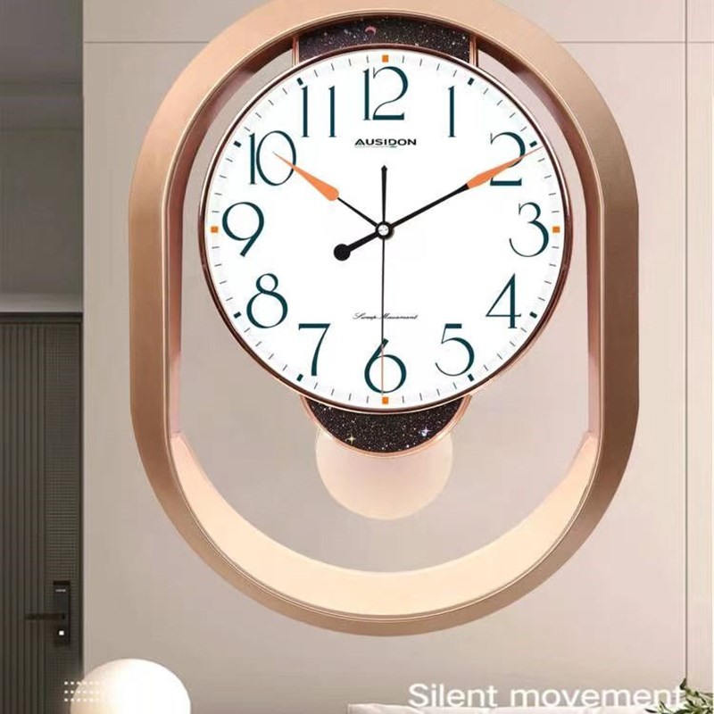 欧仕顿智能对时挂钟客厅家用时尚挂表免打孔静音电波时钟数字