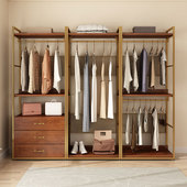 衣橱实木 铁艺落地卧室挂衣架金属放式 步入式 衣帽架架子组装