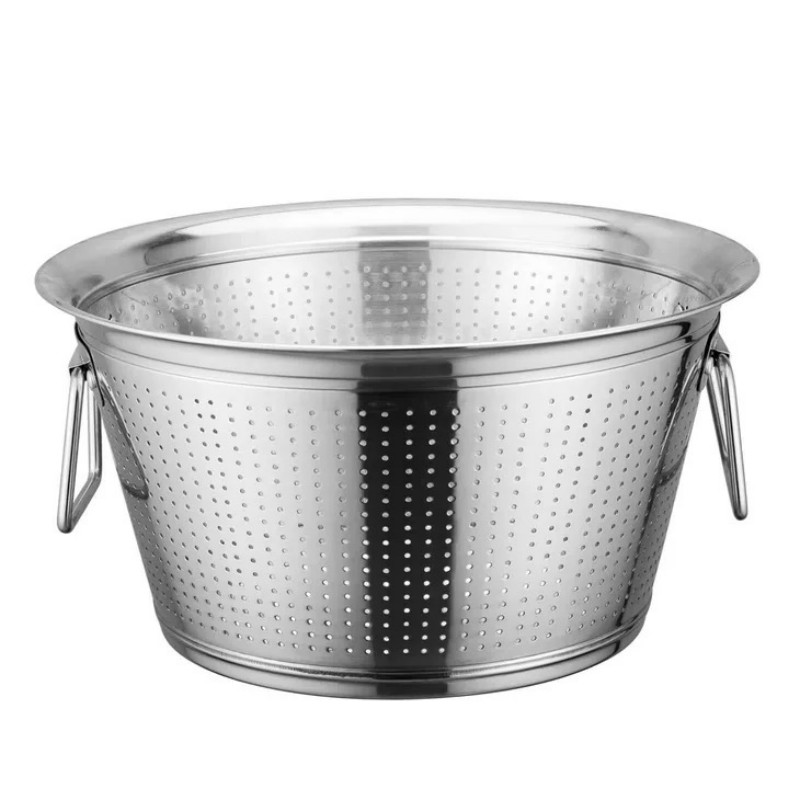 不锈钢洗米桶洗菜桶特厚加深多用桶商用淘米大孔小孔洗物桶多用篮