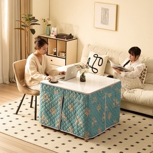 长方形烤火桌家用实木烤火架岩板茶几湖南冬季取暖桌