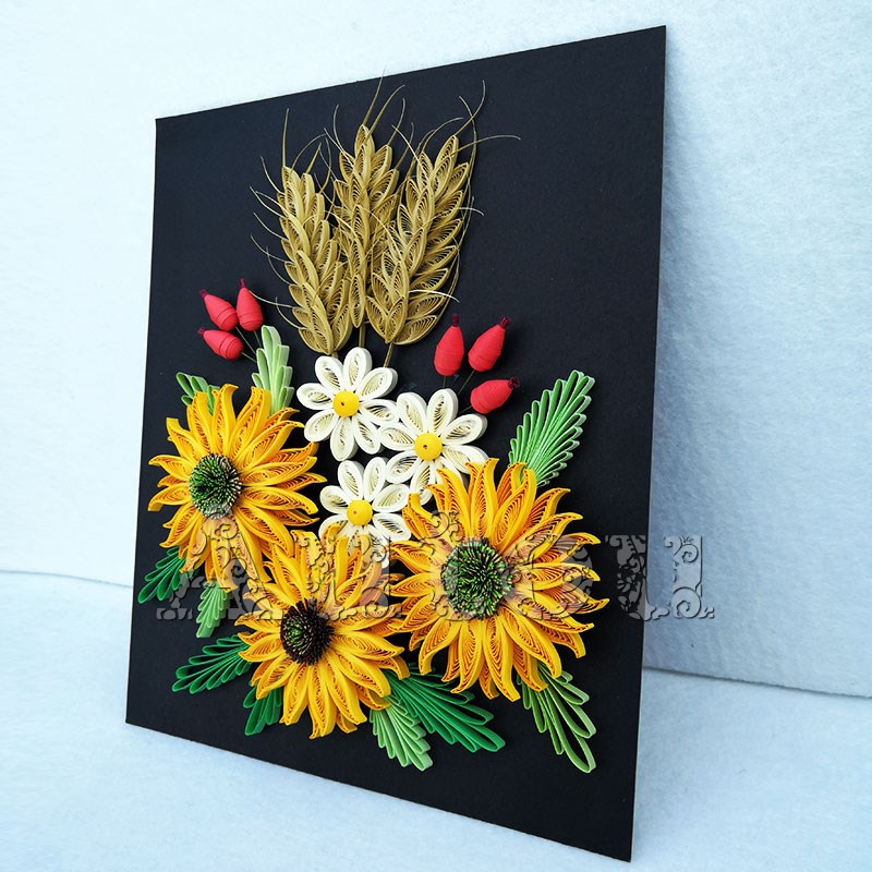 金葵花衍纸材料包节日礼物DIY特色创意手工装饰画开业大吉庆AUTOU