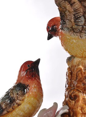 简欧式山雀鸟陶瓷礼品家饰品动物结婚饰品大号电视柜