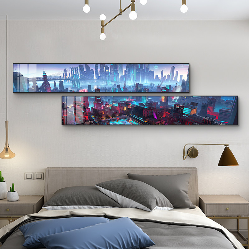 电竞房间装饰赛博朋克挂画酒店卧室床头背景墙装饰画网吧网咖壁画