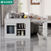 现代伸缩岩板沙发边几边柜带轮泡茶桌小茶台侧边柜J