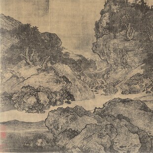 宋 范宽 溪山行旅图 国画古代山水 客厅玄关办公室挂画 艺术微喷
