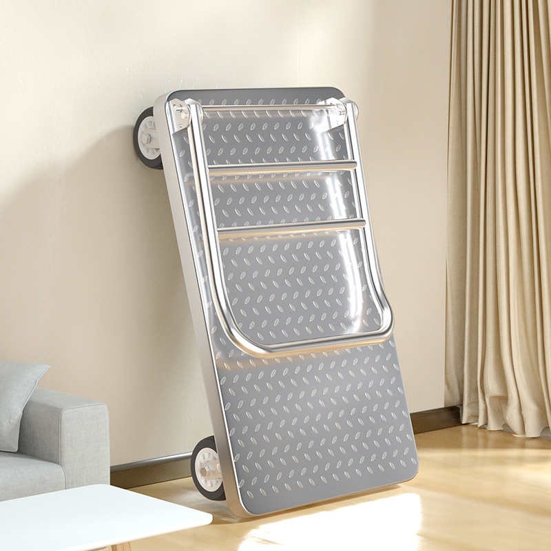 钢板手推车平板车搬运车折叠万向轮小推车拉货仓库拉货拖车推货车