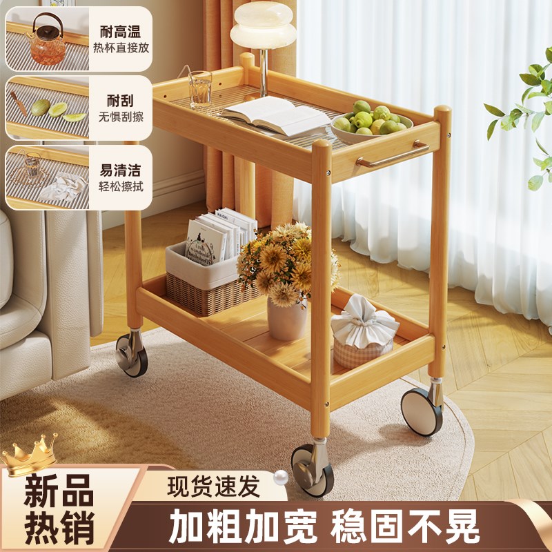 边几移动茶几茶桌复古小推车小桌子高级客厅小方桌沙发边桌床头桌