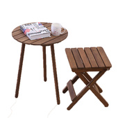 实木圆形复古小茶几现代小户型沙发边几角几阳台休闲桌