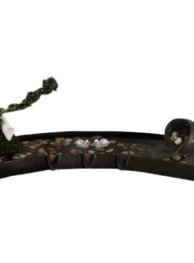 鱼缸流水循环水办公室造景养鱼流水器陶瓷假山水景