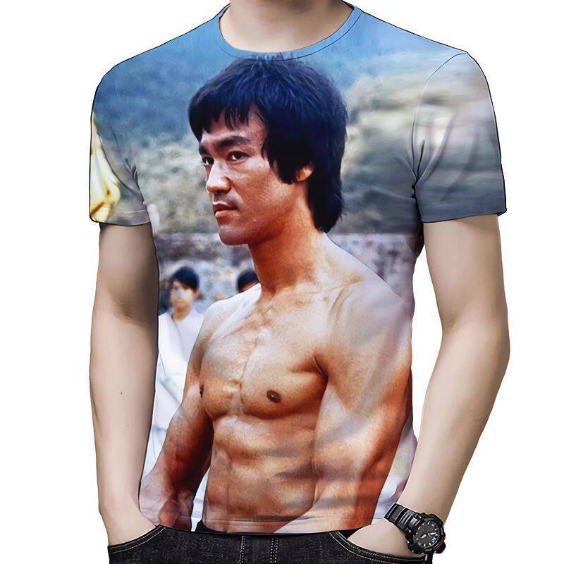 李小龙纪念T恤洋气宽松薄款 3d印花圆领男士短袖个性创意上衣