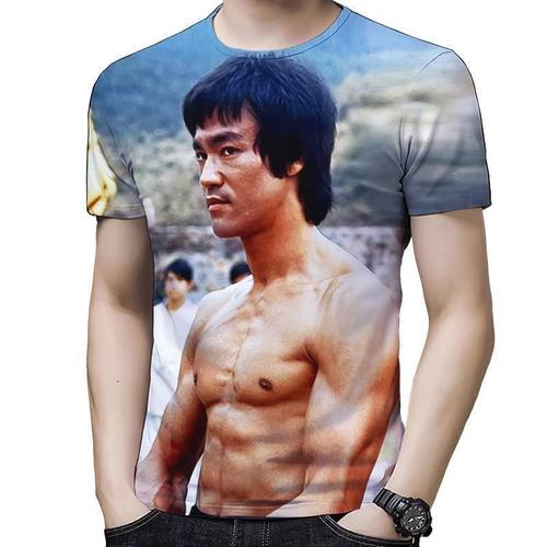 李小龙纪念T恤洋气宽松薄款 3d印花圆领男士短袖个性创意上衣