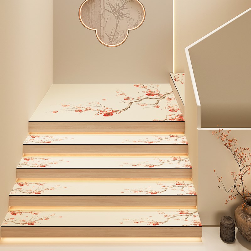 宋式美学硅藻泥防滑楼梯垫踏步垫别墅可擦洗N地毯静音台阶地垫定