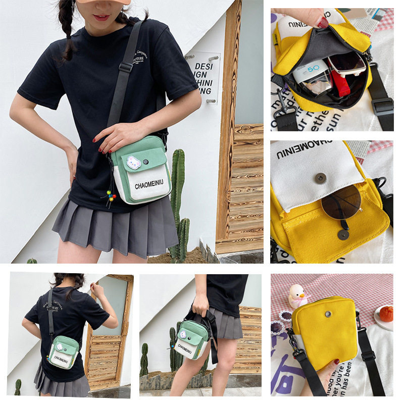 小众新款夏季休闲斜挎帆布小方包韩版潮流都市简约风单肩包