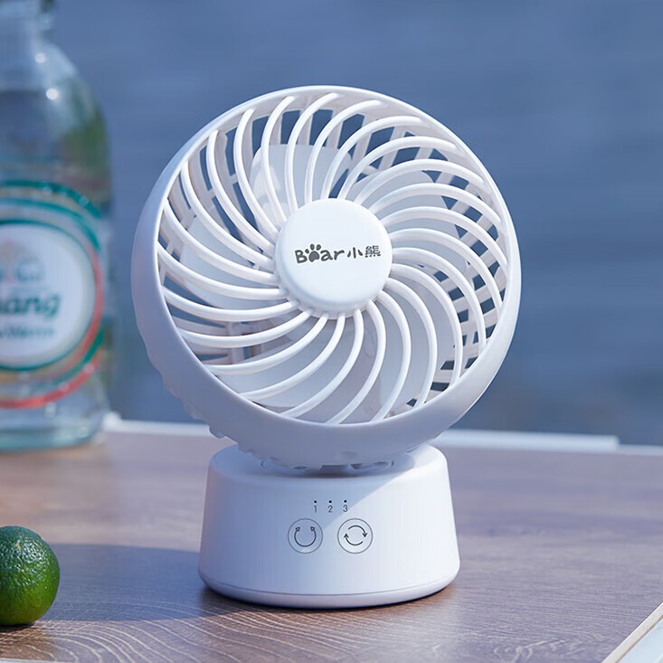 小熊摇头05L5无线USB充电小风扇桌面手持电风扇DFS-C8小时长续航