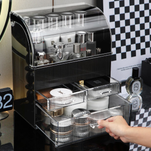 化妆品收纳盒带盖桌面亚克力抽屉式口红护肤梳妆台置物架整理