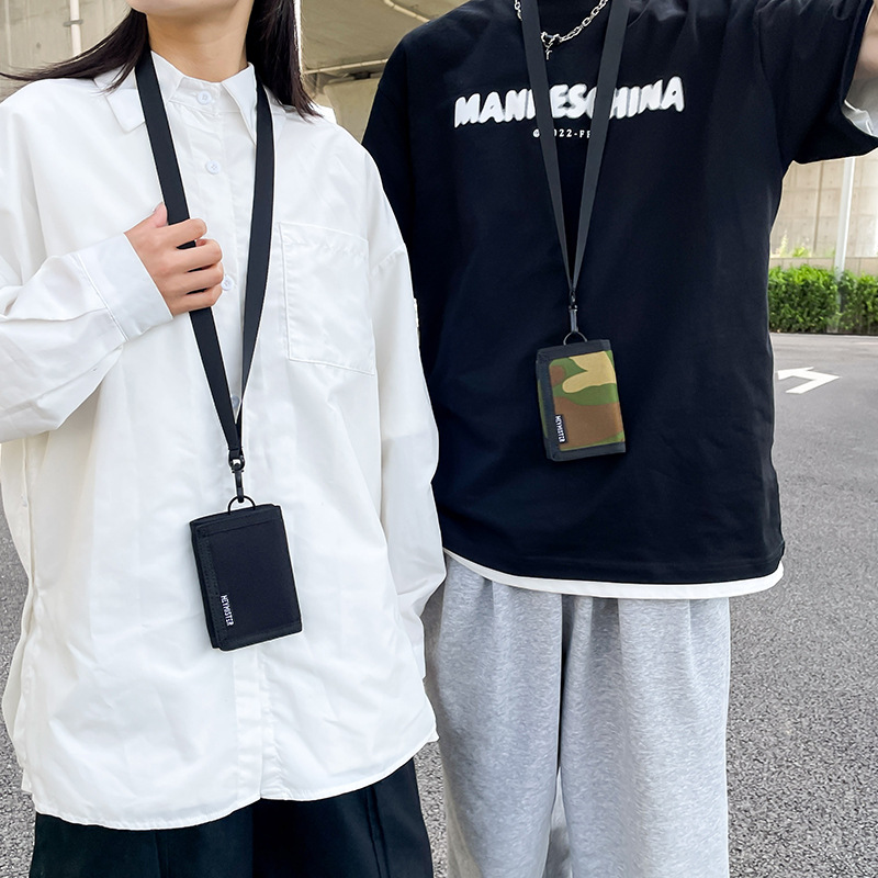 帆布钱包男士外贸新款短款简约ins三折休闲高级感女士钱夹卡包