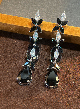 【原创设计】黑色微镶锆石精致时尚扫甜美百搭轻奢高级小众感S925