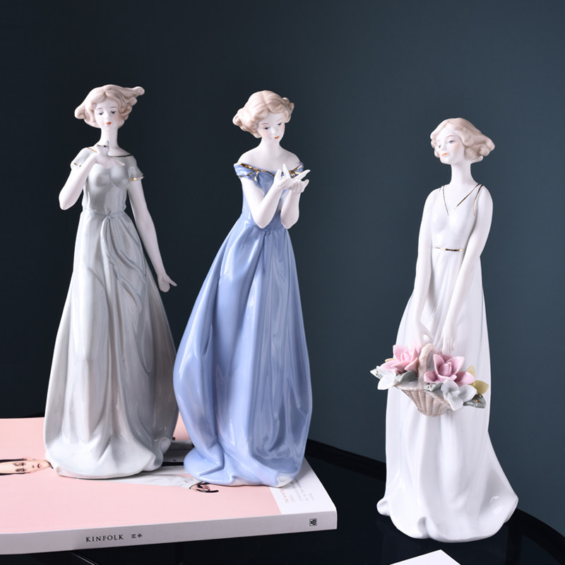 欧式酒柜电视柜装饰品工艺品家居饰品小摆设陶瓷雕塑西洋美女