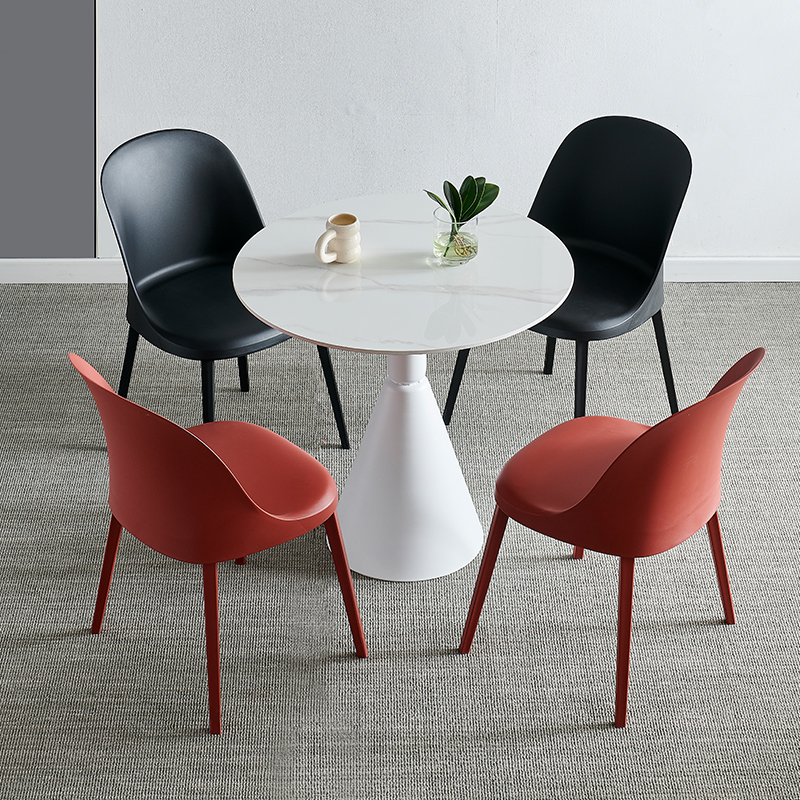 岩板圆桌洽谈桌椅家用餐桌小圆桌子接待洽谈桌咖啡桌阳台桌椅