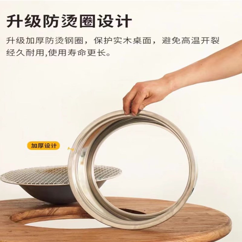 老榆木围炉煮茶小圆桌实木家用茶几火锅桌小矮桌原木餐桌火锅桌