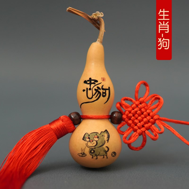 天然小本捻葫芦挂件手工墨刻彩绘十二生肖文玩手手把件生肖摆件