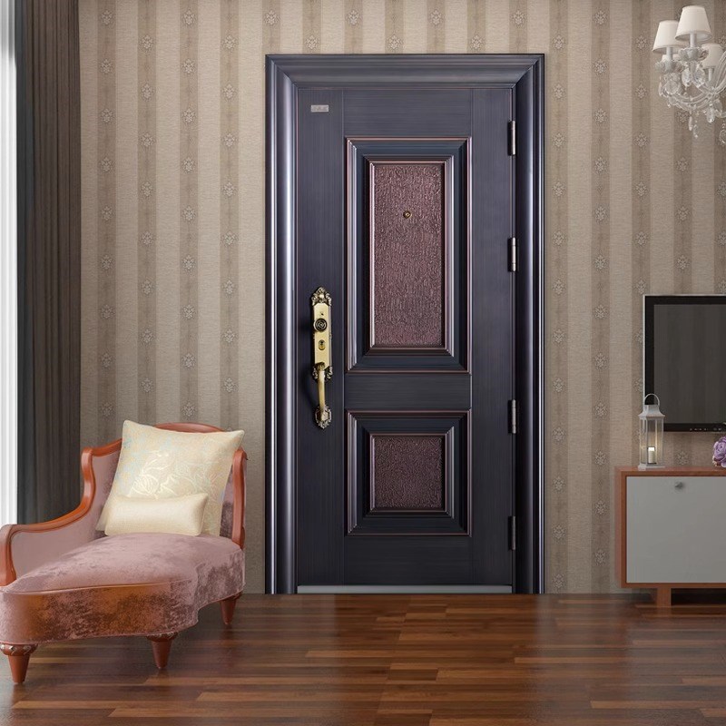 广西南宁超甲级顺德色防盗门顺德仿紫铜门仿晒入户门钢板大门