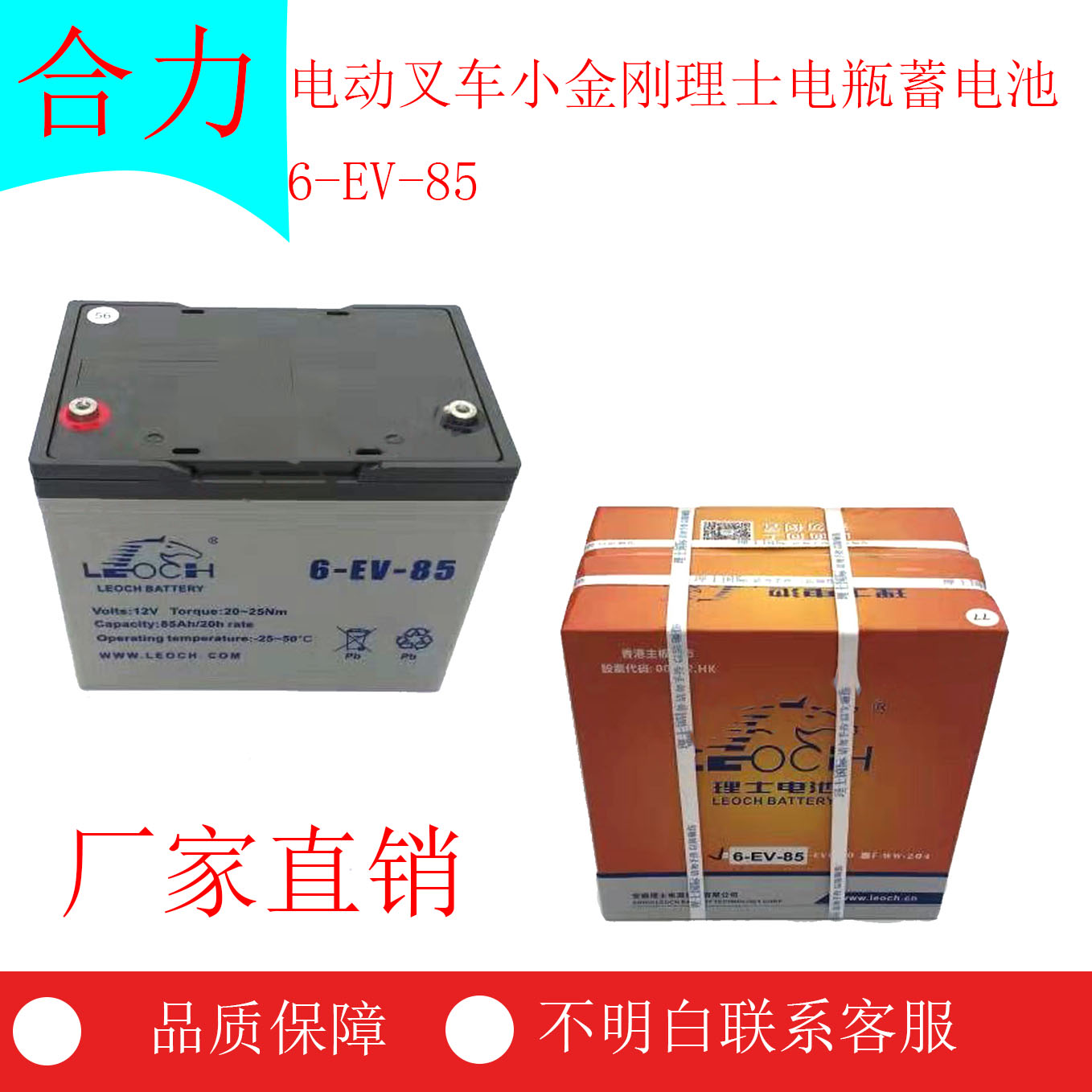 电动叉车小金刚理士电瓶蓄电池6-EV-85力达合力CBD15杭叉西林诺力
