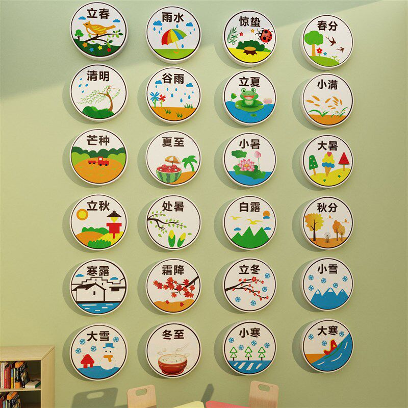 2二十四节气挂画幼儿园墙面装饰文化设计楼梯走廊环创题成品贴