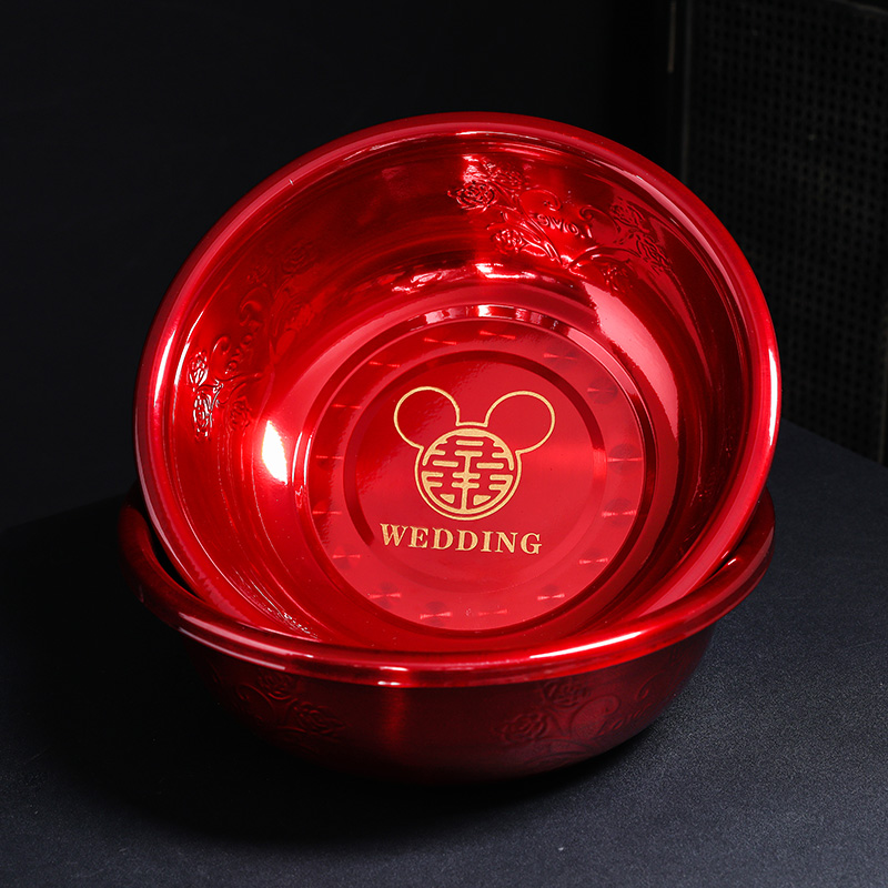 结婚陪嫁喜盆洗漱装红色一对脸盆女方新娘嫁妆娘家婚庆用品大全