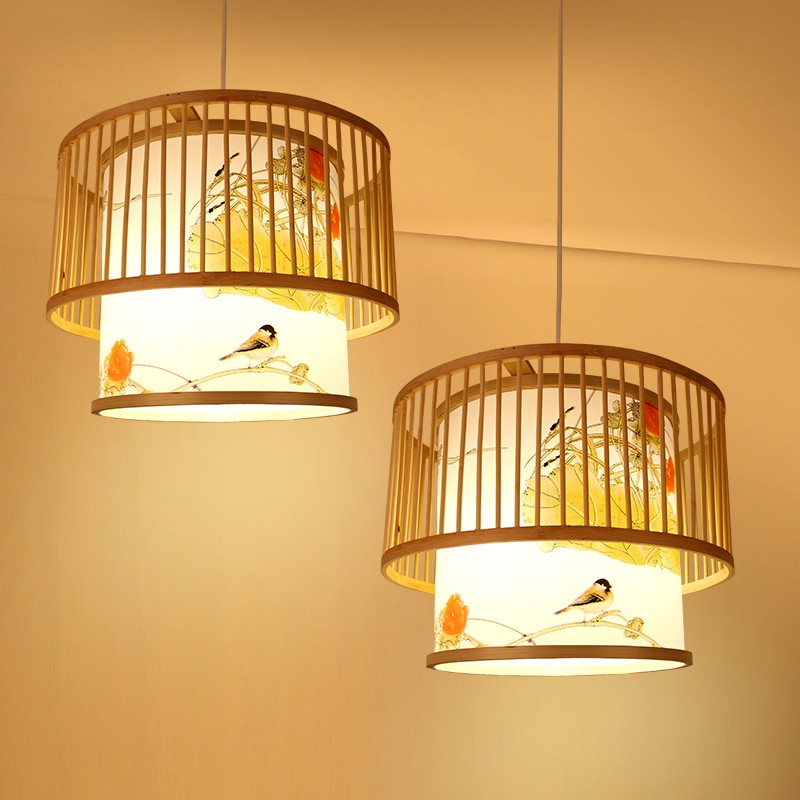 竹艺吊灯东南亚竹编藤编鸟笼火锅店餐厅卧室现代民宿风格装饰灯具