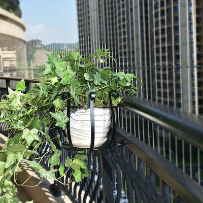 阳台挂篮铁艺栏杆花架悬挂式花篮挂式花盆架挂钩花盆圆形花架子