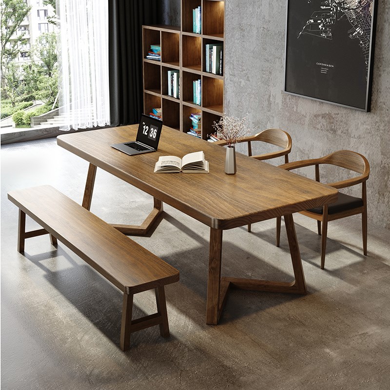 实木大板书桌学生家用写字桌子长条工作台客厅大长书桌阅读学习桌