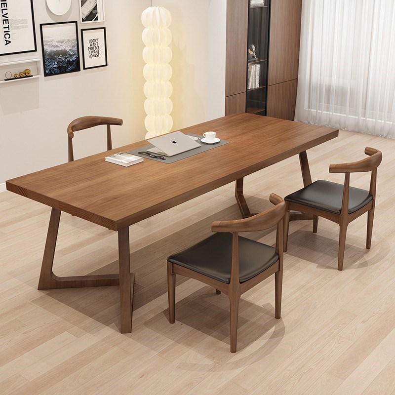 客厅大长书桌茶桌一体两用实木大板家用办公桌简约学习桌工作台