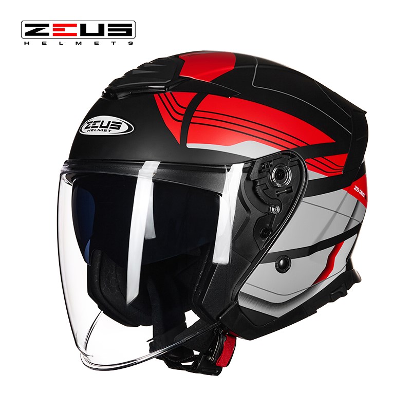 瑞狮头盔男女士四季通用摩托车半盔双镜片大码四分之三全盔3C