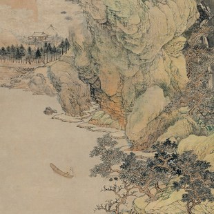 古代书法山水写意国画唐伯虎明唐寅诗意图复制品真迹微喷书房装饰